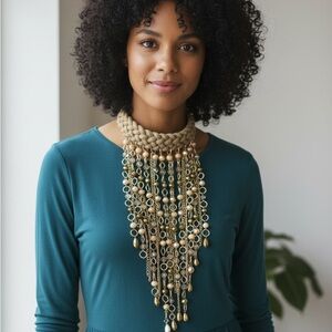 Chic Gold and Tan Necklace